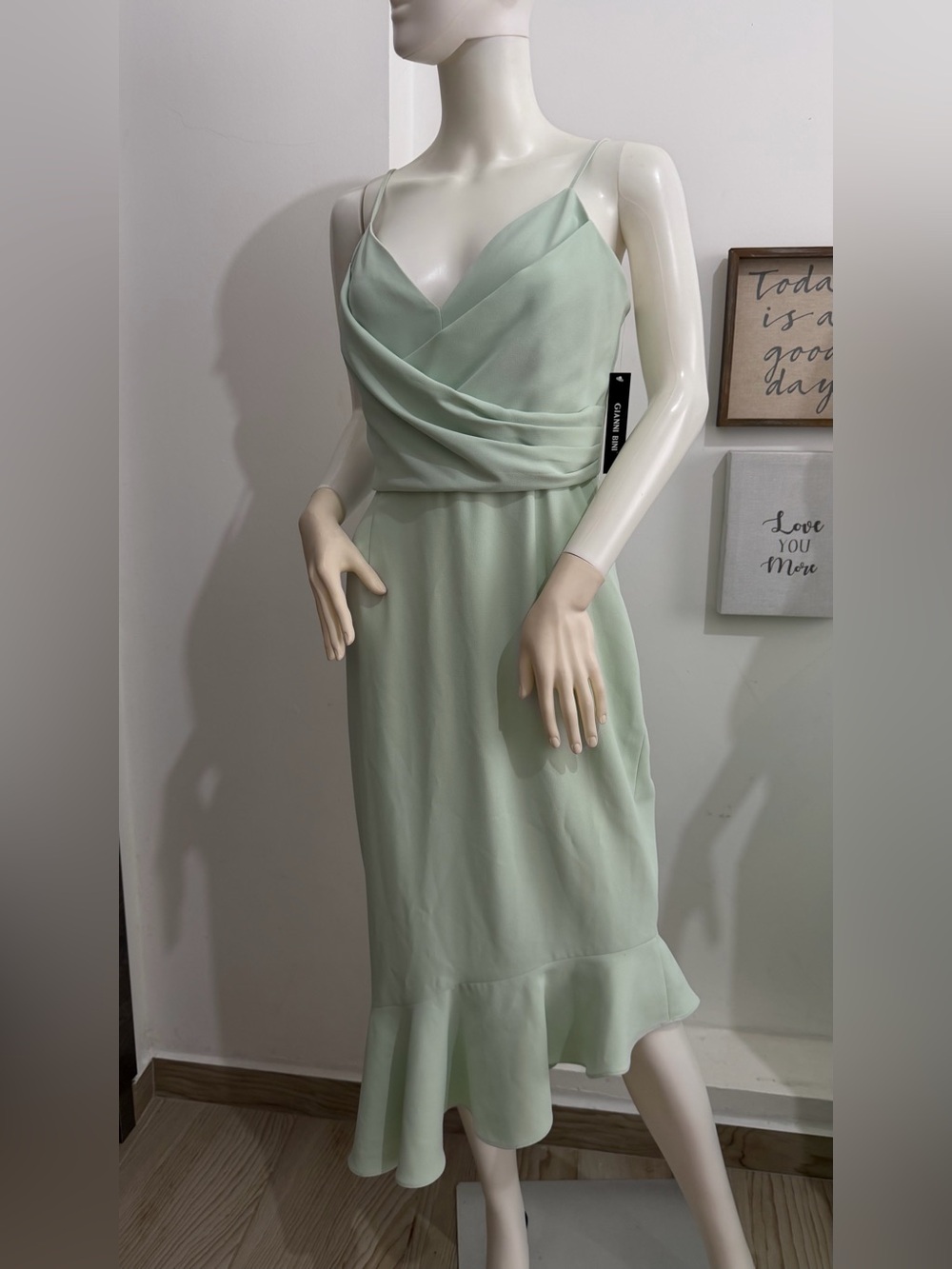 Gianni Bini Mint Green Spaghetti-Strap Midi Dress